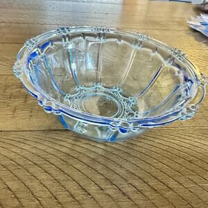 Blue Decorative Vintage Depression Glass Style Bowl